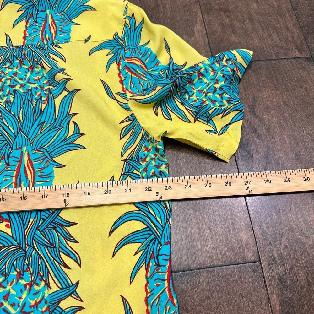 Lost Enterprises Mens Large Hawaiian Shirt NWT Floral Pineapple Nwt‎ Stretch - Picture 4 of 6